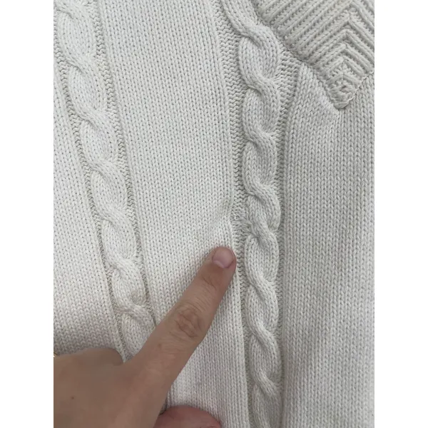 Vintage BOAST USA‎ Cream Cable Knit V Neck Sleeveless Vest Sweater Top Women's S - Image 5