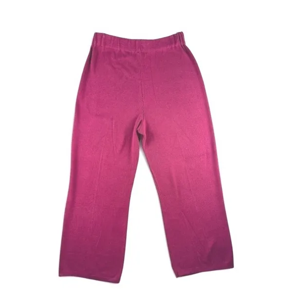 Storybook Knits Burgundy Wide Leg Knit Pants Womens Medium Elastic Waist Relax - Image 2