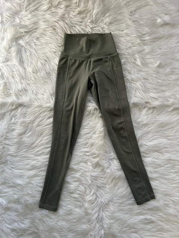 Prana Olive Green Women’s High-Waist Ribbed Leggings - Image 2