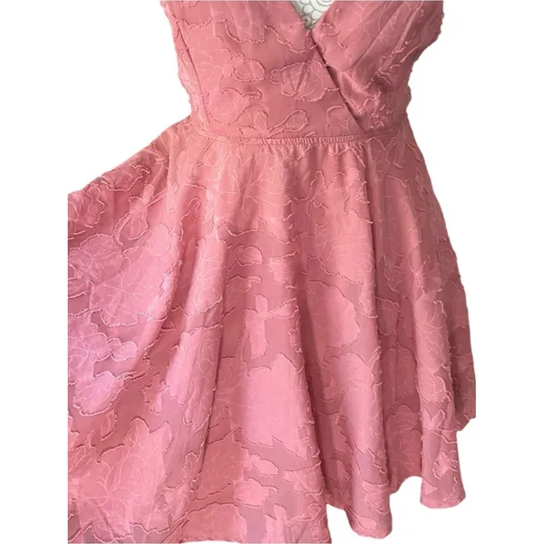 Lulus Days of Beauty Burnout Floral Jaquard Skater Dress Vtg Dusty Rose Pink L - Image 9