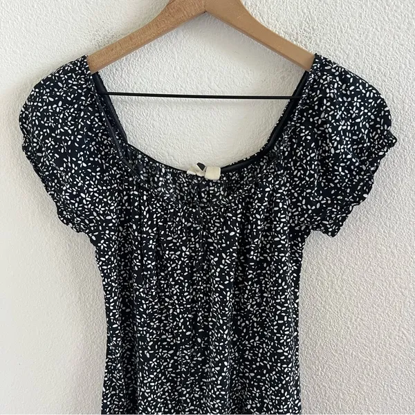 Roxy Black and White Boho Feminine Casual Dress Sweetheart Neckline Small - Image 2