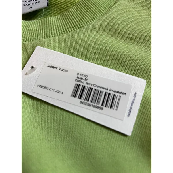 NWT Outdoor Voices Sweatshirt M Jade Green Cotton Terry Crewneck Athleisure - Image 3