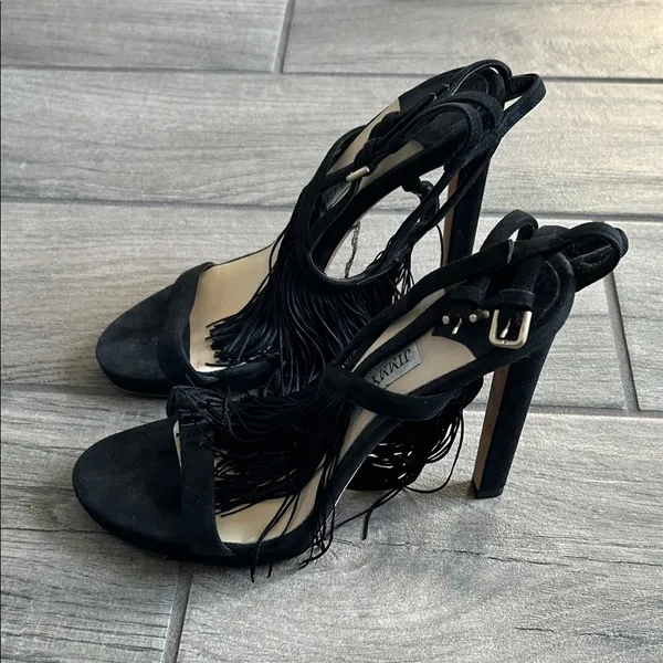 Jimmy Choo Black Fringe Heels - Image 6