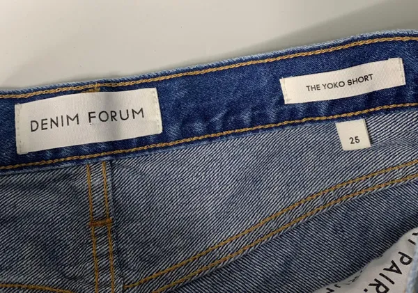 Denim Forum 25 Yoko Short Cut Off Medium Dark Wash Button Fly - Image 4