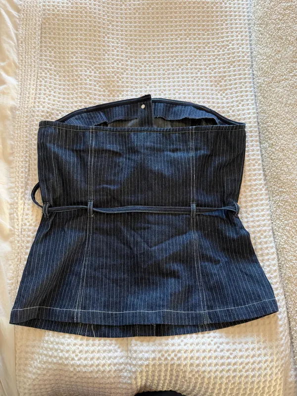 Bobbles & Lace Strapless Top Blue Size L - Image 2