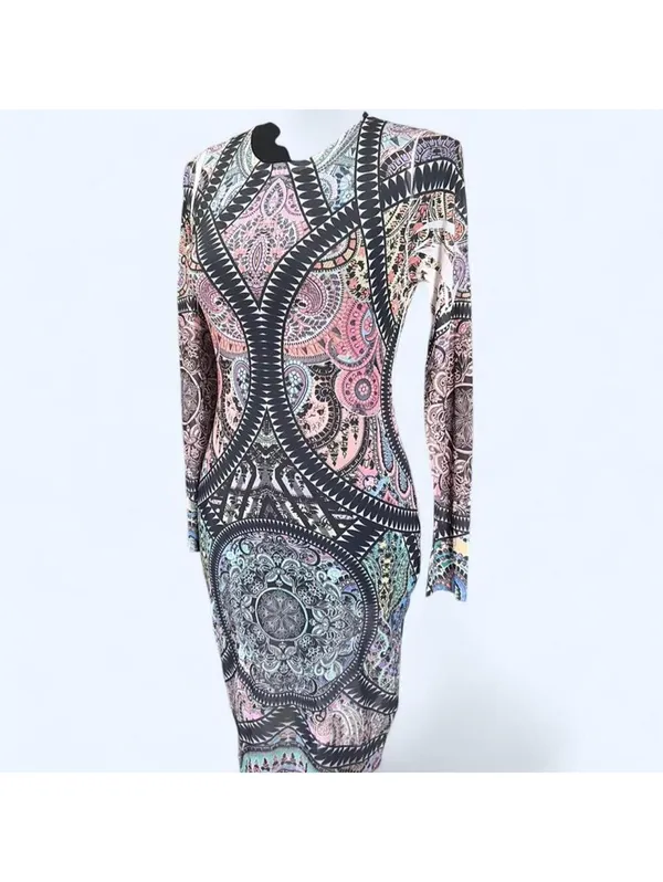 Vintage Y2K boho fairycore sheer mesh bodycon mini dress size small 💖 - Image 4