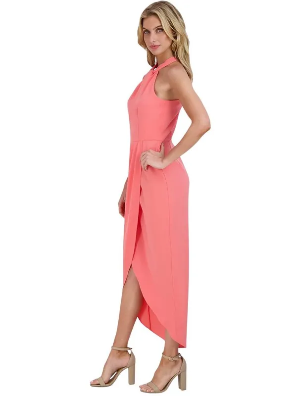 Julia Jordan Womens Knot-Neck Midi Halter Dress JJ38691 Melon Pink 14 - Image 9