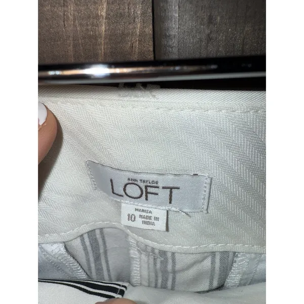 Ann Taylor Loft Striped‎ Summer Pants in Marisa Fit Sz 10 Jasmine Color - Image 4