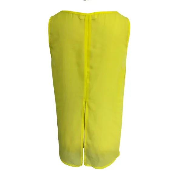 YA Los‎ Angeles L Yellow Tank Top Women's Silk Blend Embroidered Mesh Panel - Image 3
