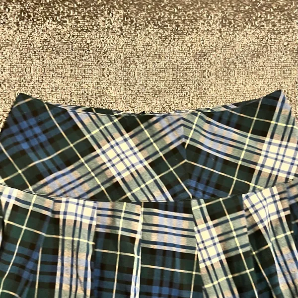 Womens sz10 American Eagle Plaid Pleated Mini Skirt - Blue & Green Tartan - Image 2