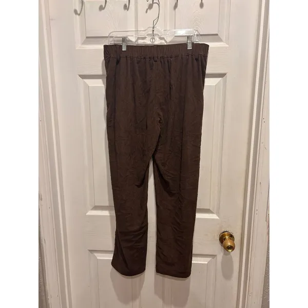 Halara Brown Corduroy Straight Leg Pants Petite Large High Rise Elastic Back - Image 4