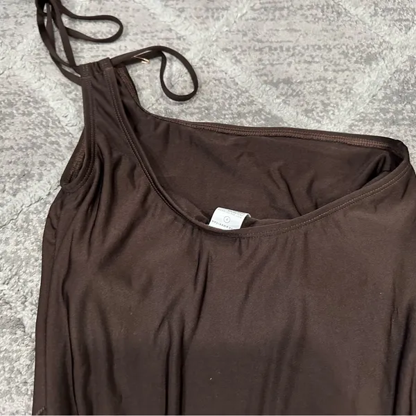 Good American New Shine One Shoulder Brown One Piece Swimsuit 2 MISSING BELT - Image 9