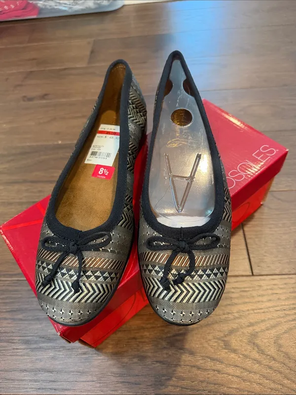 Aerosoles Teashop Ballet Flat, Black Tan Combo Size 8.5 - C50-002 - Image 3