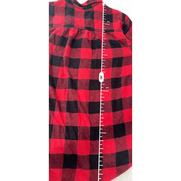 Croft & Barrow Womens Red Black Buffalo Plaid Flannel Shirt Large Long Sleeve - Image 7