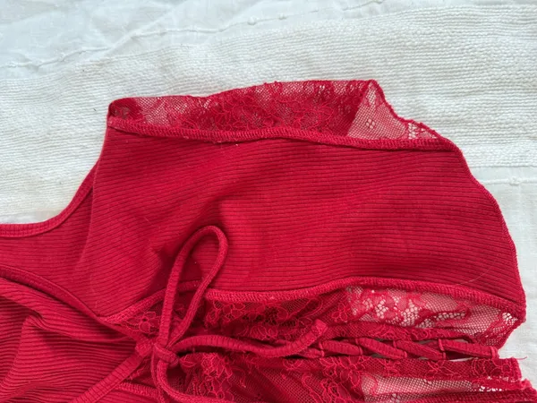 Garage Red Lace-Up Tank Top with Mesh Details - Image 3