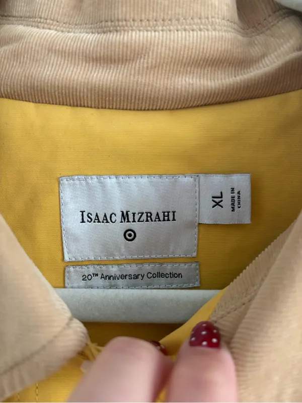 Issac Mizrahi x Target Longline Trench Coat Corduroy Collar Yellow Size XL - Image 4