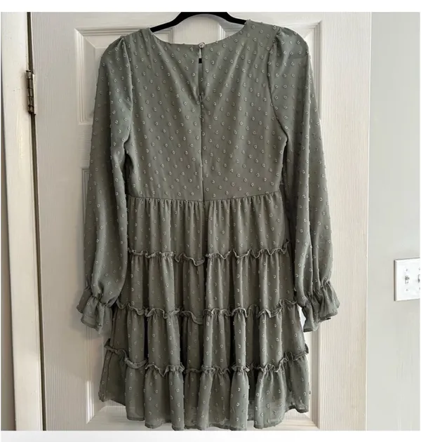 Altar’d State Green Swiss Dot long sleeve mini dress - Image 5