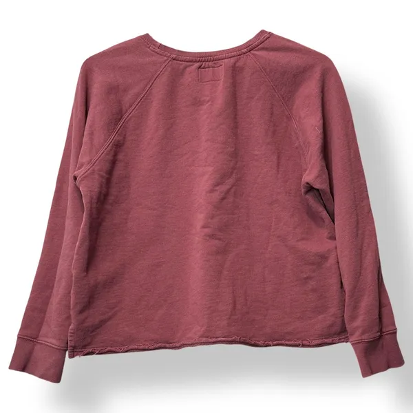 Pact Cropped Sweatshirt Burgundy Raglan Sleeve Raw Hem Organic Cotton Size L - Image 3