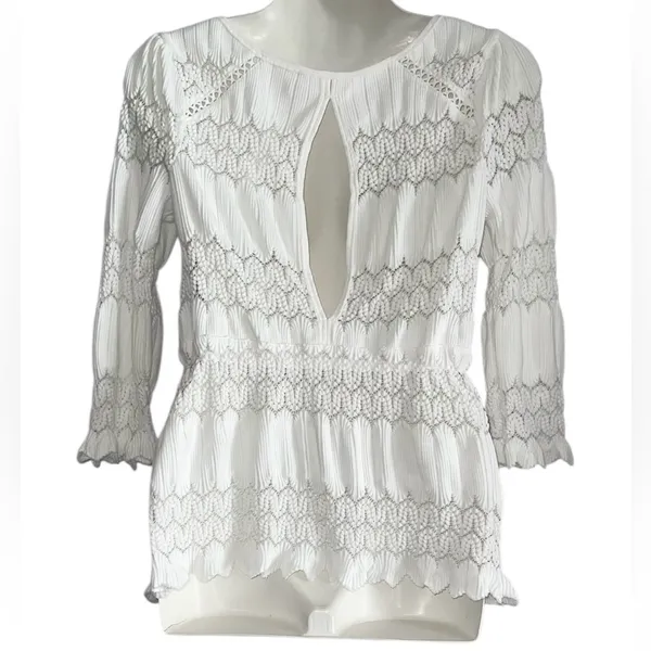 Free People Cream Lace Detail Blouse - Image 8