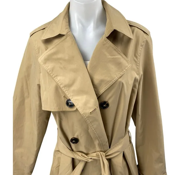 New Look Women's Tan Long Sleeve Double Breasted Belted Trench Coat Jacket 10 - Image 3