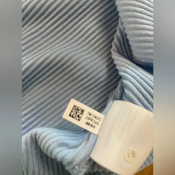 AMERICAN EAGLE Ribbed Knit Long Sleeve Midi Button Up Dress Baby Blue‎ XL - Image 7