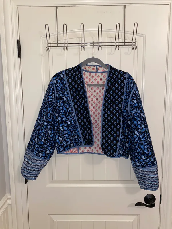 Reversible quilted jacket size Large Blue - Image 5