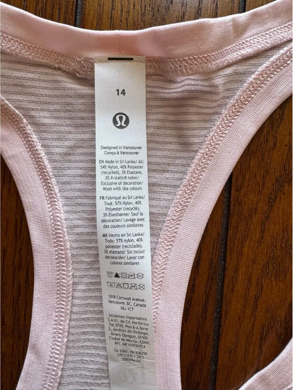 Lululemon Swiftly Tech Scoopneck Tank 2.0 Race Pink Pearl Size 14 NWT - Image 3
