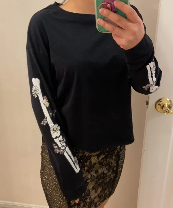 Skeleton sleeve top. M Black Size M - Image 7