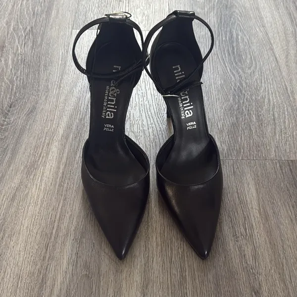 Nila & Nila Black Women's Heels Pointed Toe Ankle Strap Stiletto Heel Pumps - Image 5