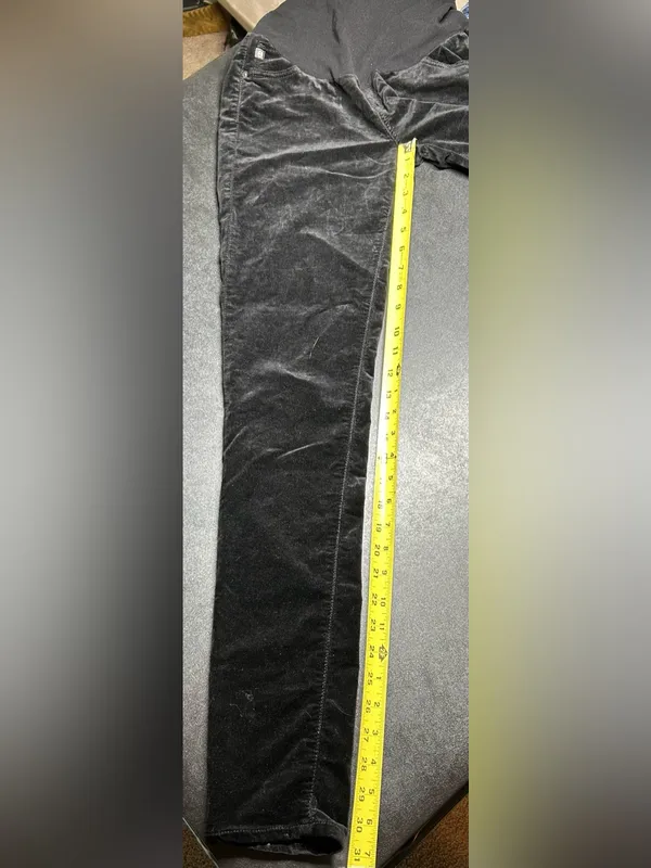 AG Adriano Goldschmied Size 28R Maternity Skinny Black Velvet Pants - Image 5
