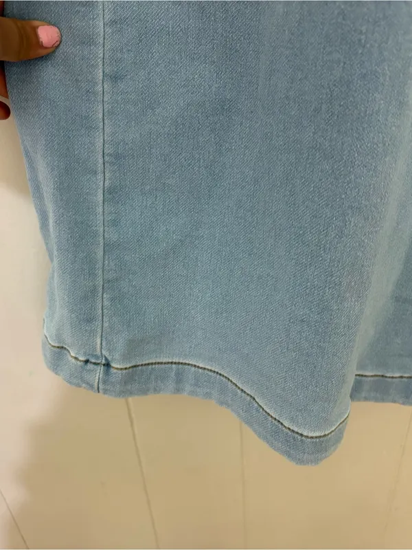 Pilcro Anthropologie Wide Leg Denim Knit Pants L High Rise Pull On Jeans - Image 9