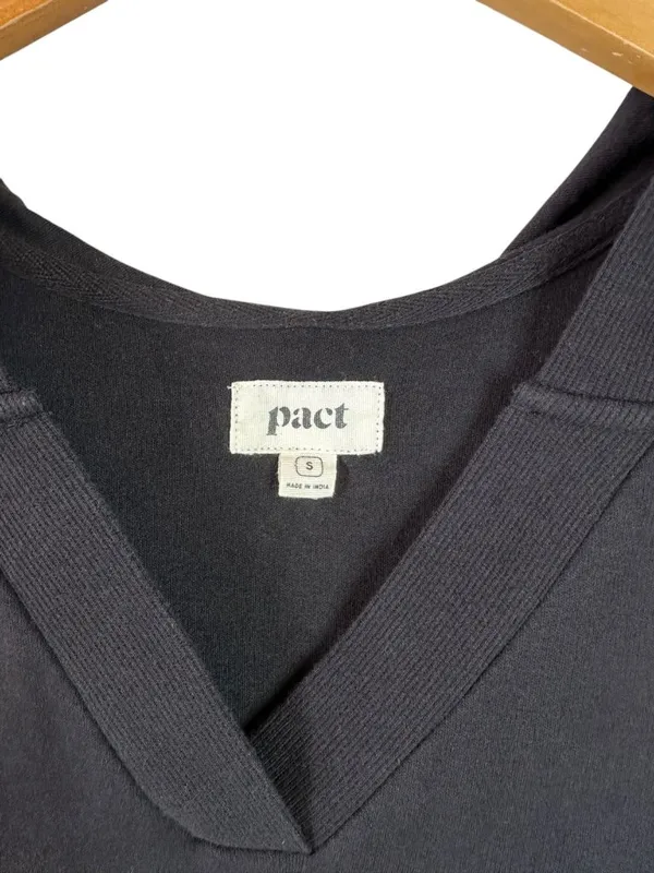 Pact Black Organic Cotton Hooded Airplane Dress Sleeveless Midi Size Small - Image 4