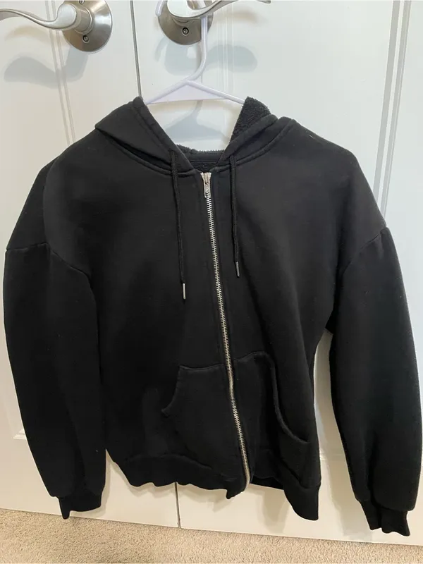 SheIn Women’s Black Zip-Up Hooded Jacket size XS - Image 3