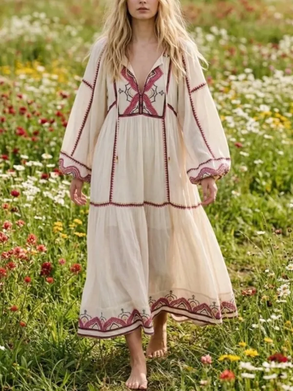 Free People FP Women’s Sweet Escape Embroidered White Long Sleeve Midi Dress S - Image 11