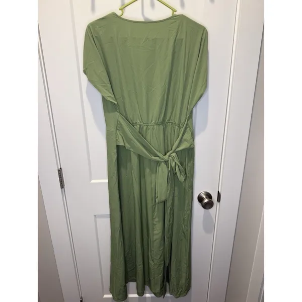 Halara Breezeful™ V-neck midi dress Green Wrap Style XL Travel Athletic Costal - Image 7