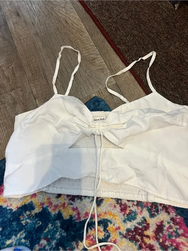 Abercrombie White Tie-Front Cropped Cami Top - Image 11