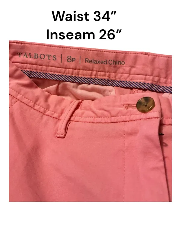 Talbots Relaxed Chino Pants Coral Pink Women's 8P Petite Cotton Stretch Cuffed - Image 2