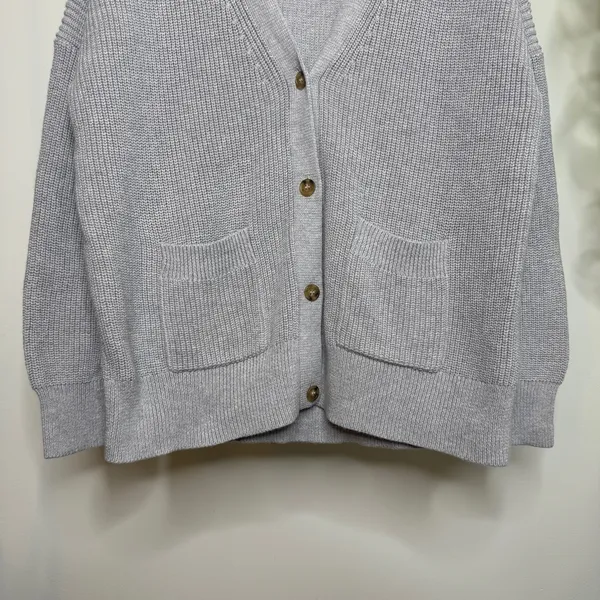 J. Crew V-neck Cotton Cashmere Blend Cardigan Sweater Heather Dove Medium BS950 - Image 6