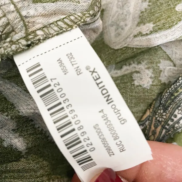 Zara Paisley Print Pattern Green Neutral Stretch Waist Long Sleeve Maxi Small - Image 3