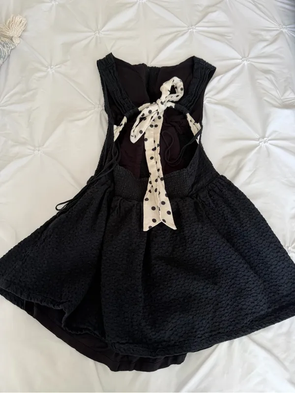 Free People Black Textured Mini Dress - Image 2