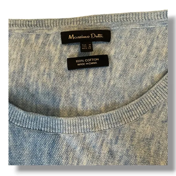Massimo Dutti Blue Cotton Knit Sweater Women’s M Lightweight‎ Crewneck - Image 2