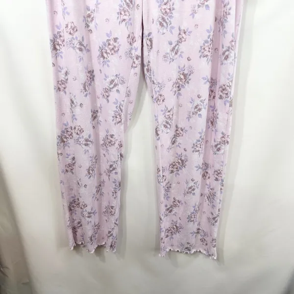 Laura Ashley Large Pajama Set Pink Floral Lettuce Hem Soft Girl Cottagecore 559 - Image 15
