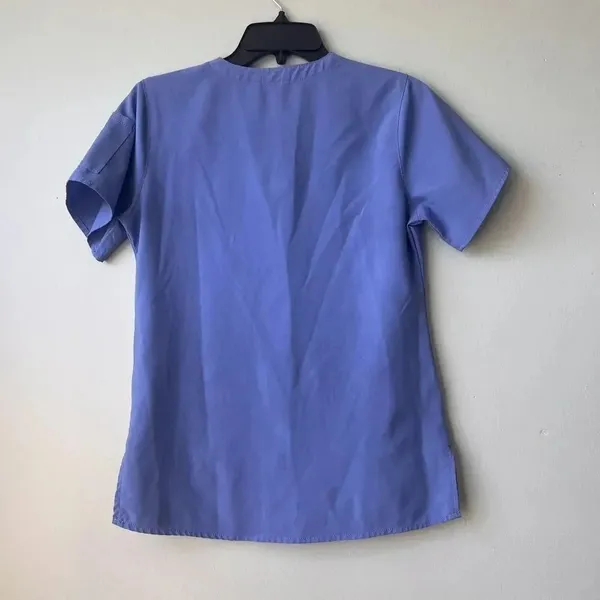 Carhartt Force XS Blue Scrub‎ Top Scrubs Women's Top with Purple Accents Nursing - Image 3
