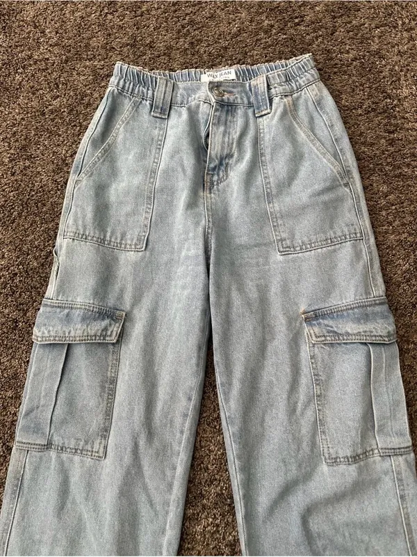 Wax Jean Sky Blue Denim Cargo Size Small 0093 - Image 2