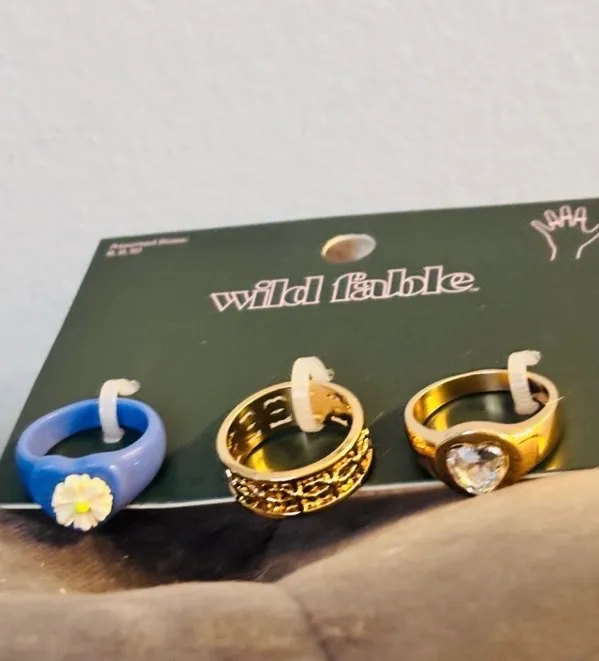 Wild Fable Heart and Flower Statement Band Ring 3pc set - Image 5