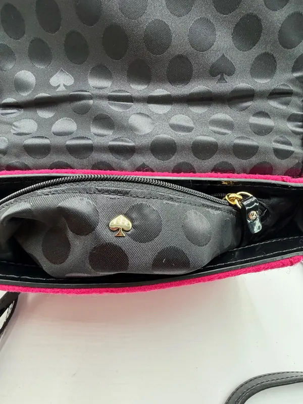 Vintage Kate Spade New York Pink Red Felt Crossbody Bag Gold Hardware - Image 3