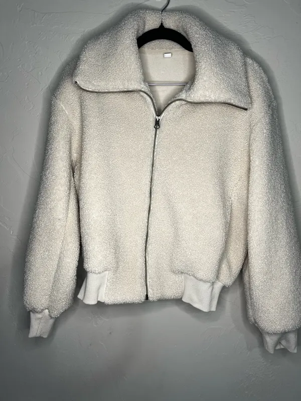 Uniqlo Teddy Sherpa Cream‎ Cozy Full Zip Jacket - Image 2