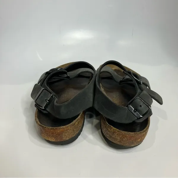 Birkenstock Milano black‎ leather sandals casual trendy womens size 37 / 6 - Image 5