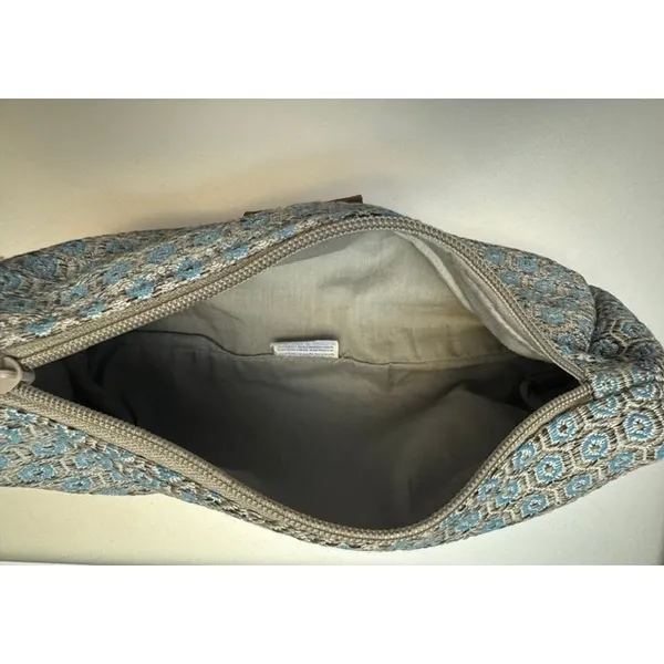 New Hope Girls Blue Honeycomb Woven‎ Zippered Pouch Makeup Toiletry Travel Bag - Image 3