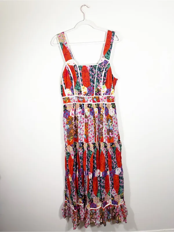 NWT Anthropologie Square Neck Maxi Dress Bhanuni by Jyoti Patchwork Floral - Image 7